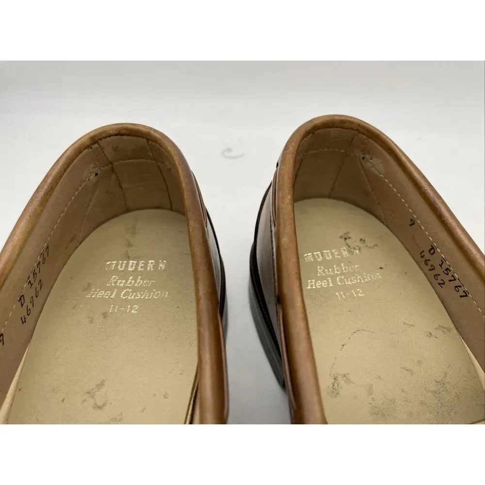 Allen Edmonds Tan Light  Brown‎ Leather Kiltie Tie Boat Loafesr Size 9D